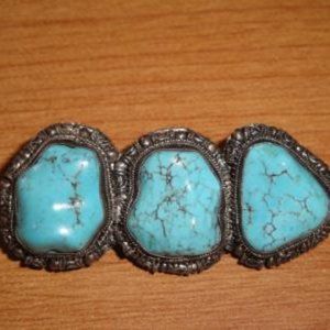 Vintage Silver Faux Turquoise Stone Pin Brooch